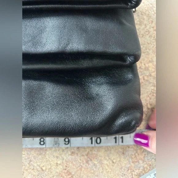 DKNY Black Leather Fold Over Women's Shoulder Bag NWOT - Picture 4 of 15